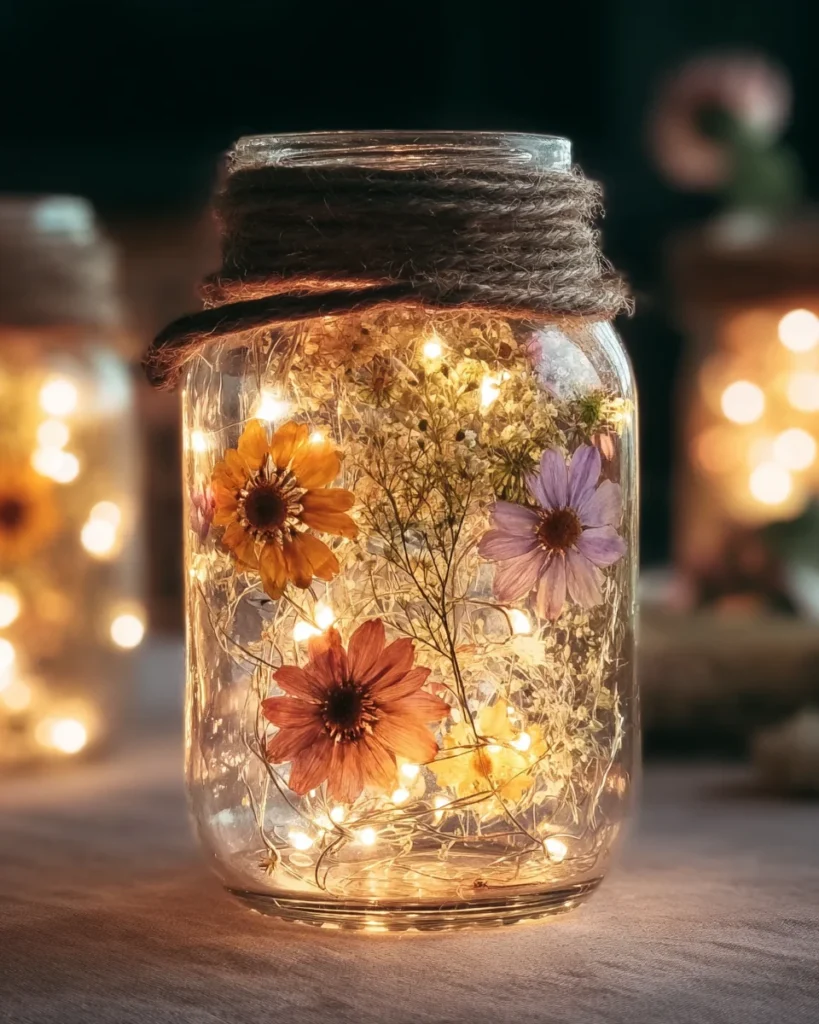 DIY Flower Fairy Light Jar