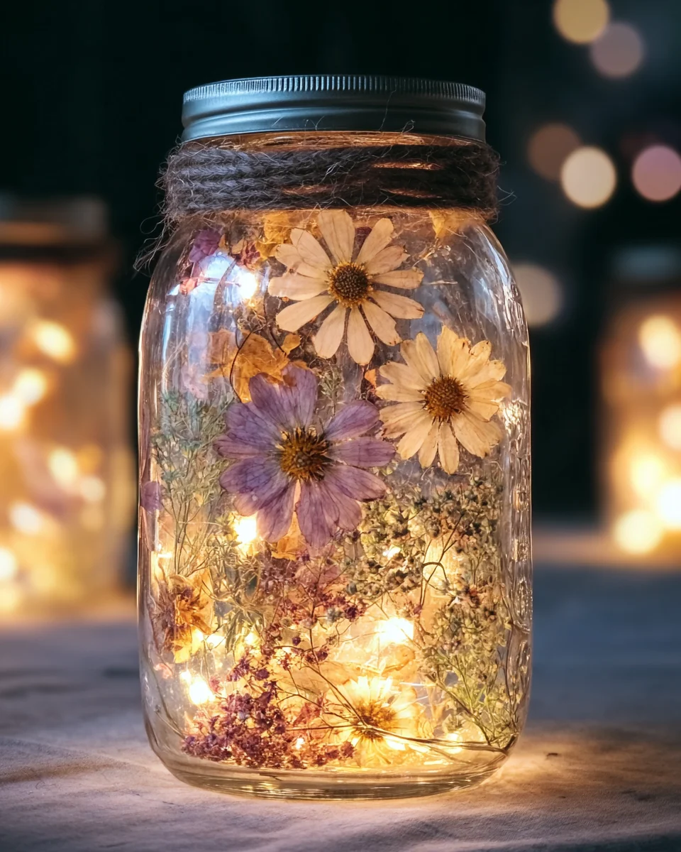 DIY Flower Fairy Light Jar