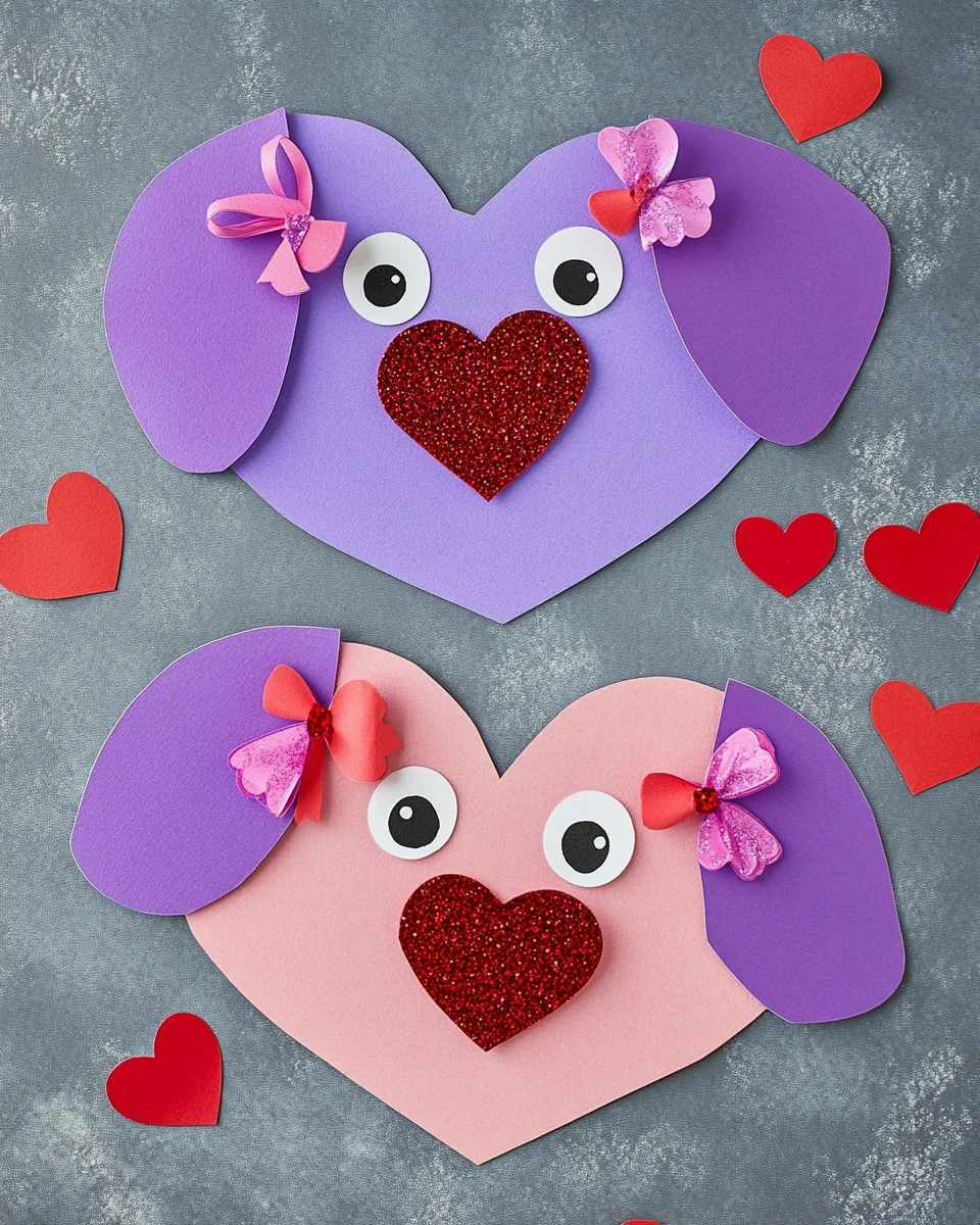 Craft Foam Heart Valentine Puppies