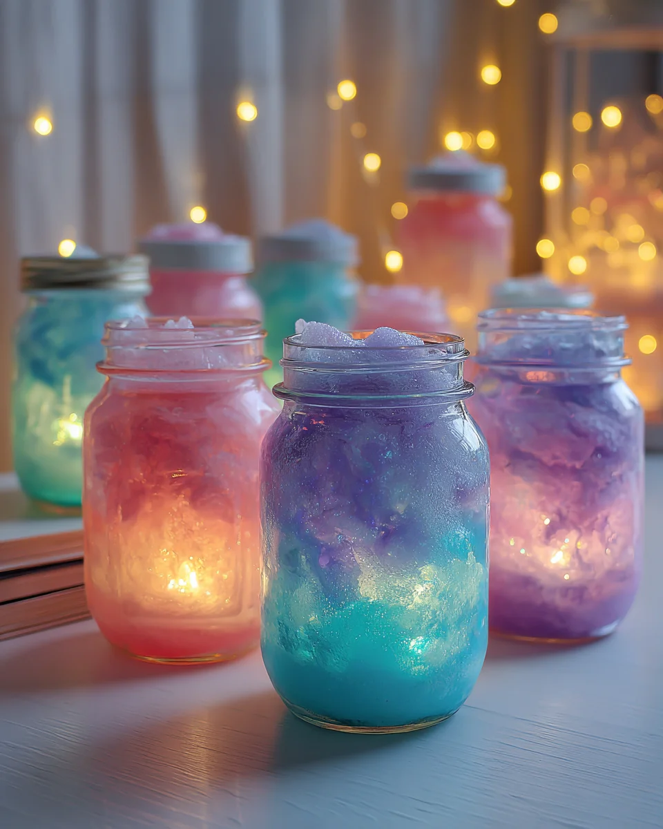 DIY Cotton Candy Glow Jars