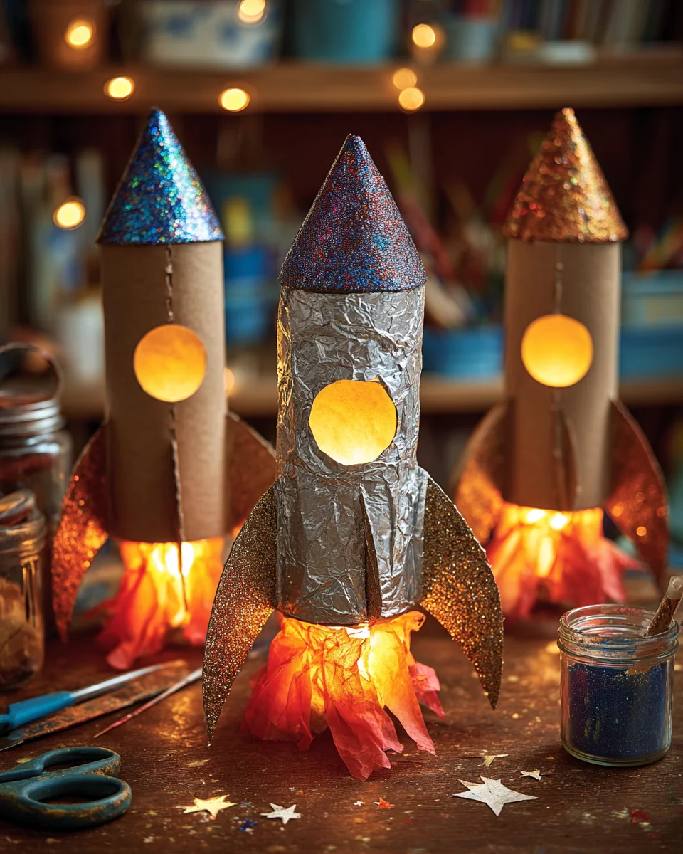Toilet Roll Space Rocket Night Lights