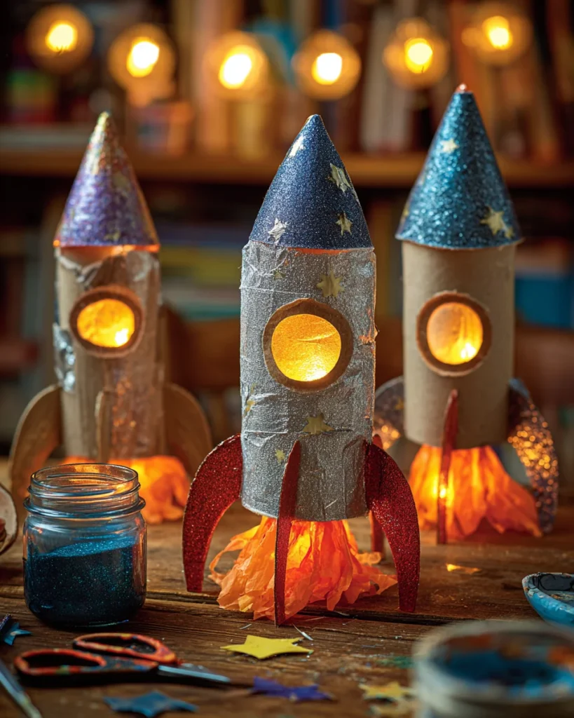 Toilet Roll Space Rocket Night Lights