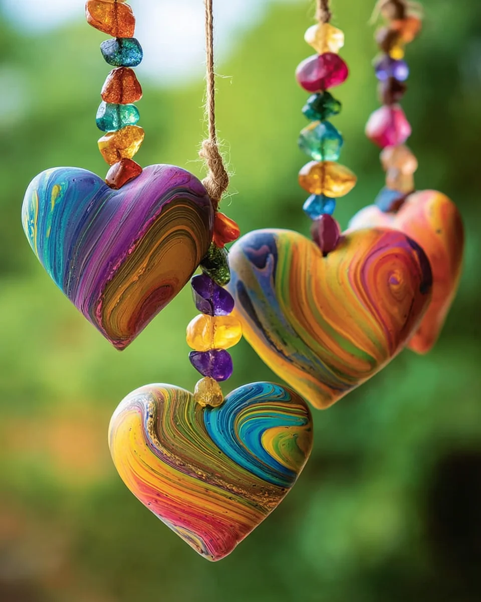 DIY Swirly Glue Heart Suncatchers