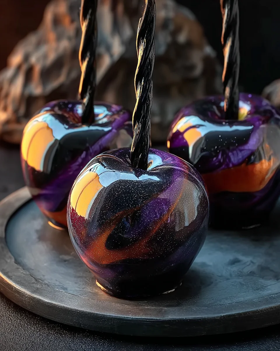 Black Poison Swirl Candy Apples