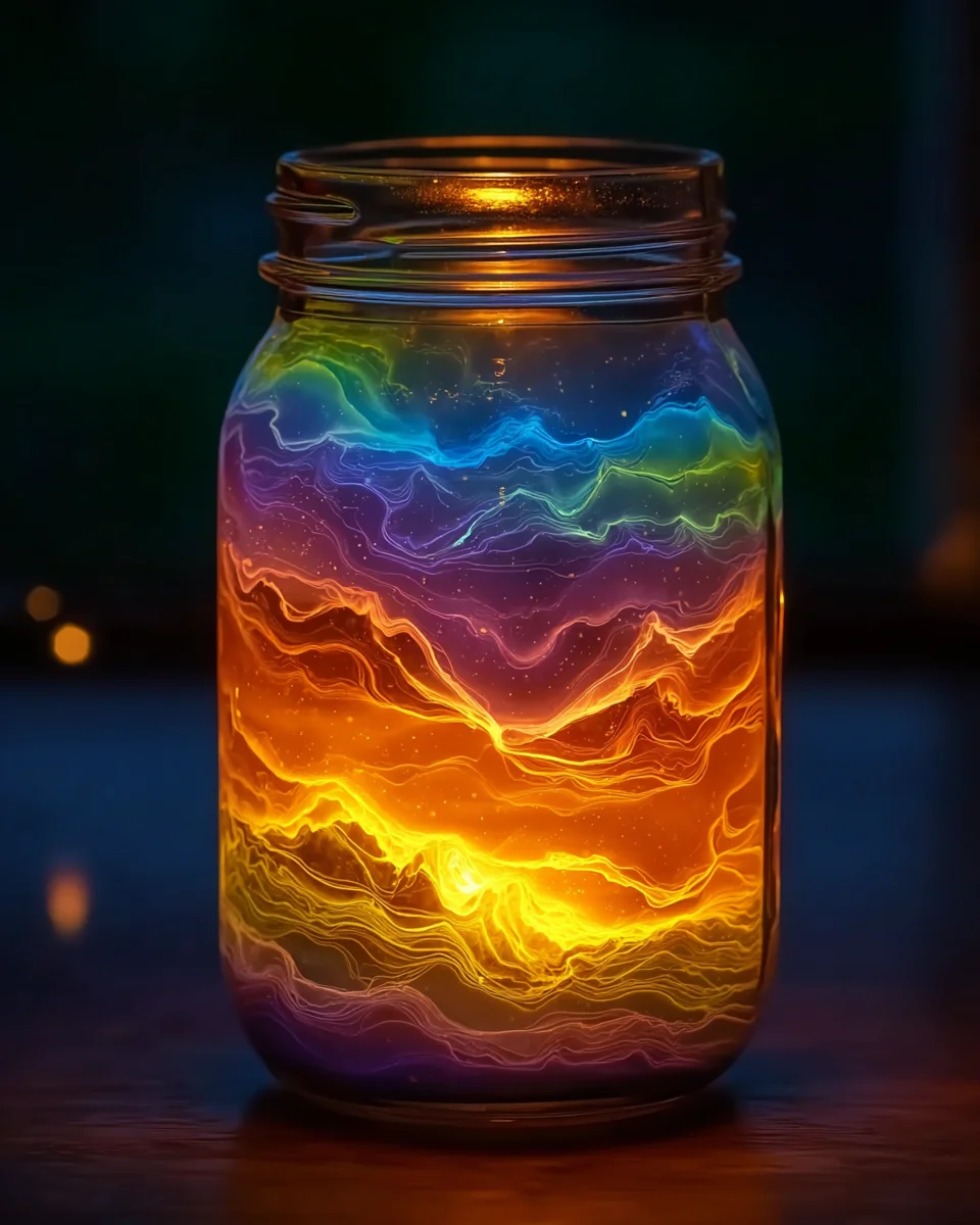 Rainbow Lava Lamp in a Jar
