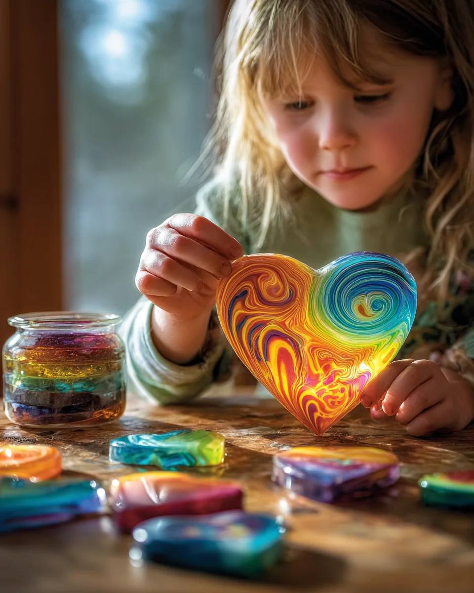 DIY Swirly Glue Heart Suncatchers
