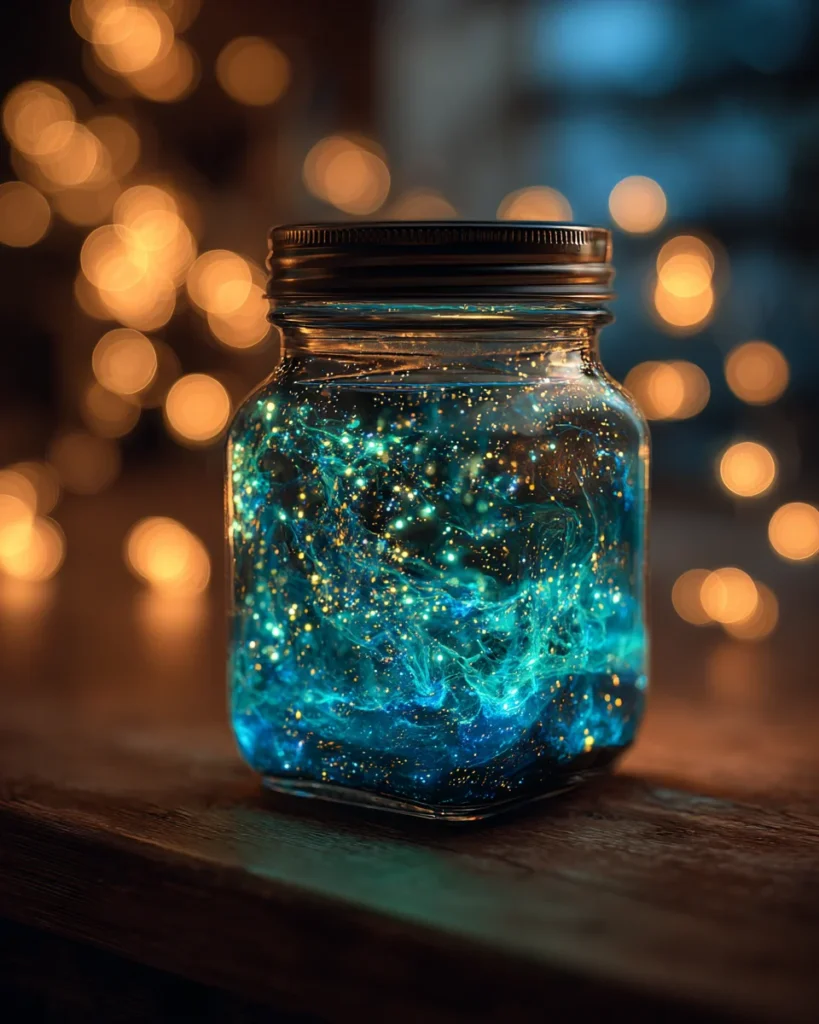 GLOW-IN-THE-DARK Fireworks in a Jar: Create Magic Now! 3 codinofouad close up of a mason jar glowing in the dark fille 647f4f5e 6377 4833 8f62 3022e144a848 3