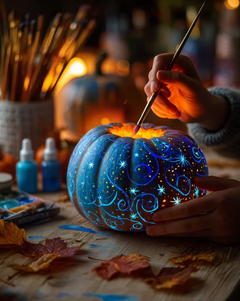 codinofouad close up of hands painting a pumpkin with glow in ae9d0f85 fa53 44c2 8ca2 f8af5daa3d33 2