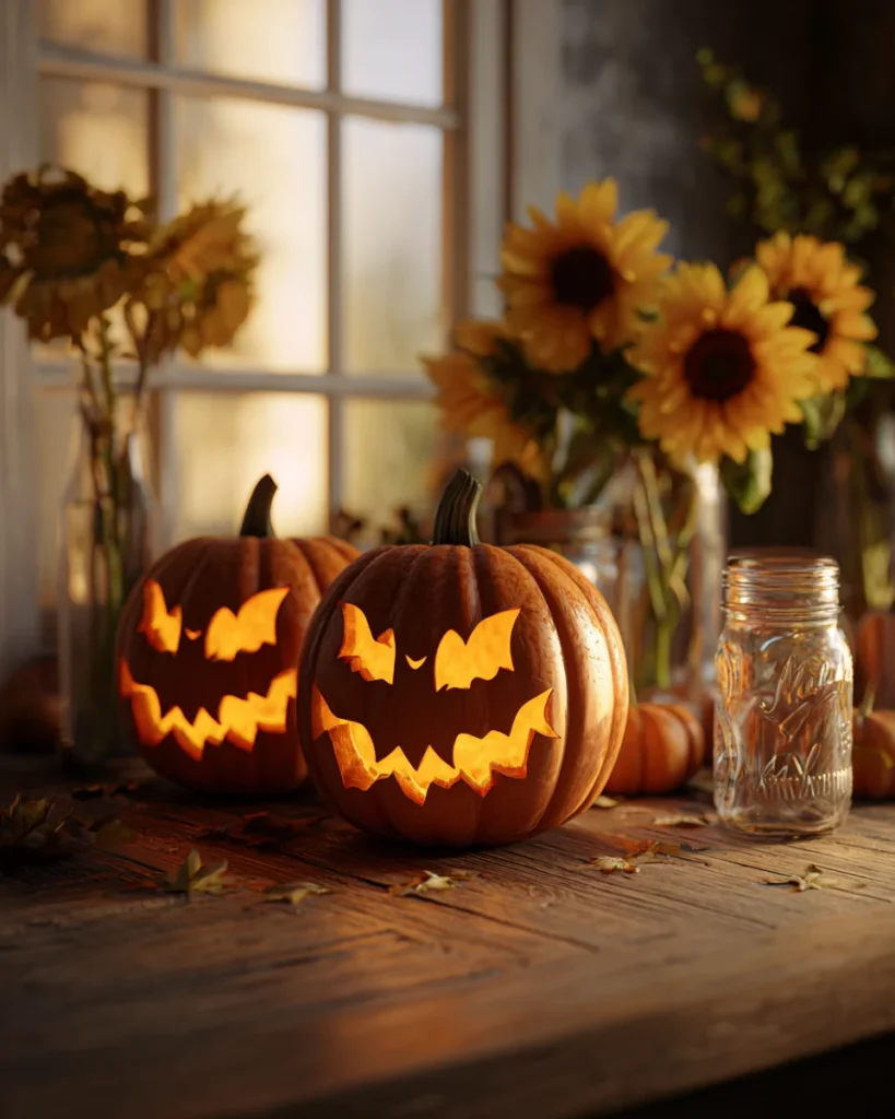 codinofouad close up of two carved pumpkins glowing with bat 6b90019c 5b90 47ca a190 648dc3b18a40 1