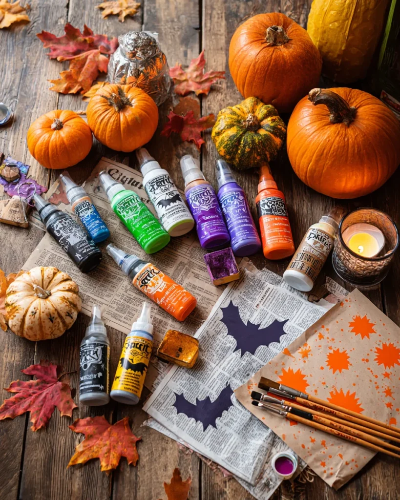 codinofouad top down flat lay of DIY pumpkin painting supplie 4f44b770 62c8 487a aae6 ba5fd9f5c80c 1