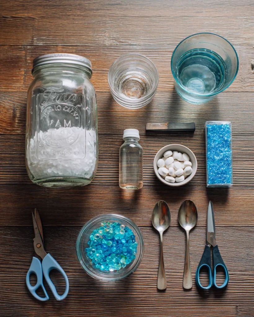 codinofouad top down flat lay of DIY snowstorm jar materials 3fd259bb eb40 4bb9 8e90 9ba24fc5e807 3