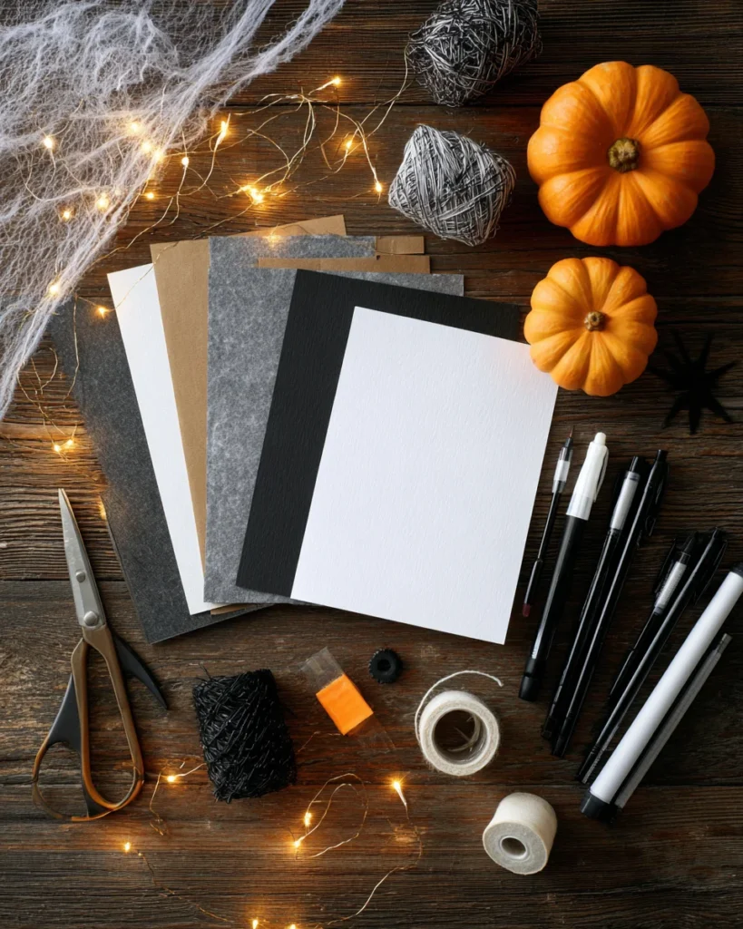 codinofouad top down flat lay of Halloween crafting supplies abcac1bc 060b 4f98 a8a7 f51d7cd1c9f2 0