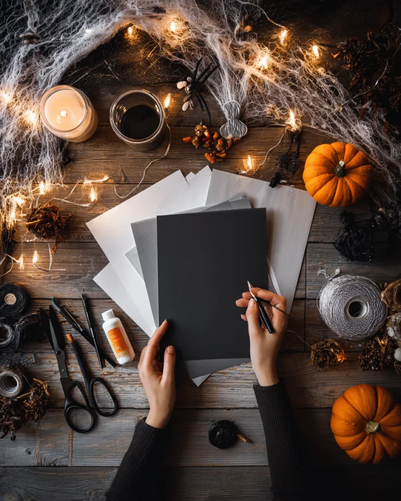 codinofouad top down flat lay of Halloween crafting supplies abcac1bc 060b 4f98 a8a7 f51d7cd1c9f2 3