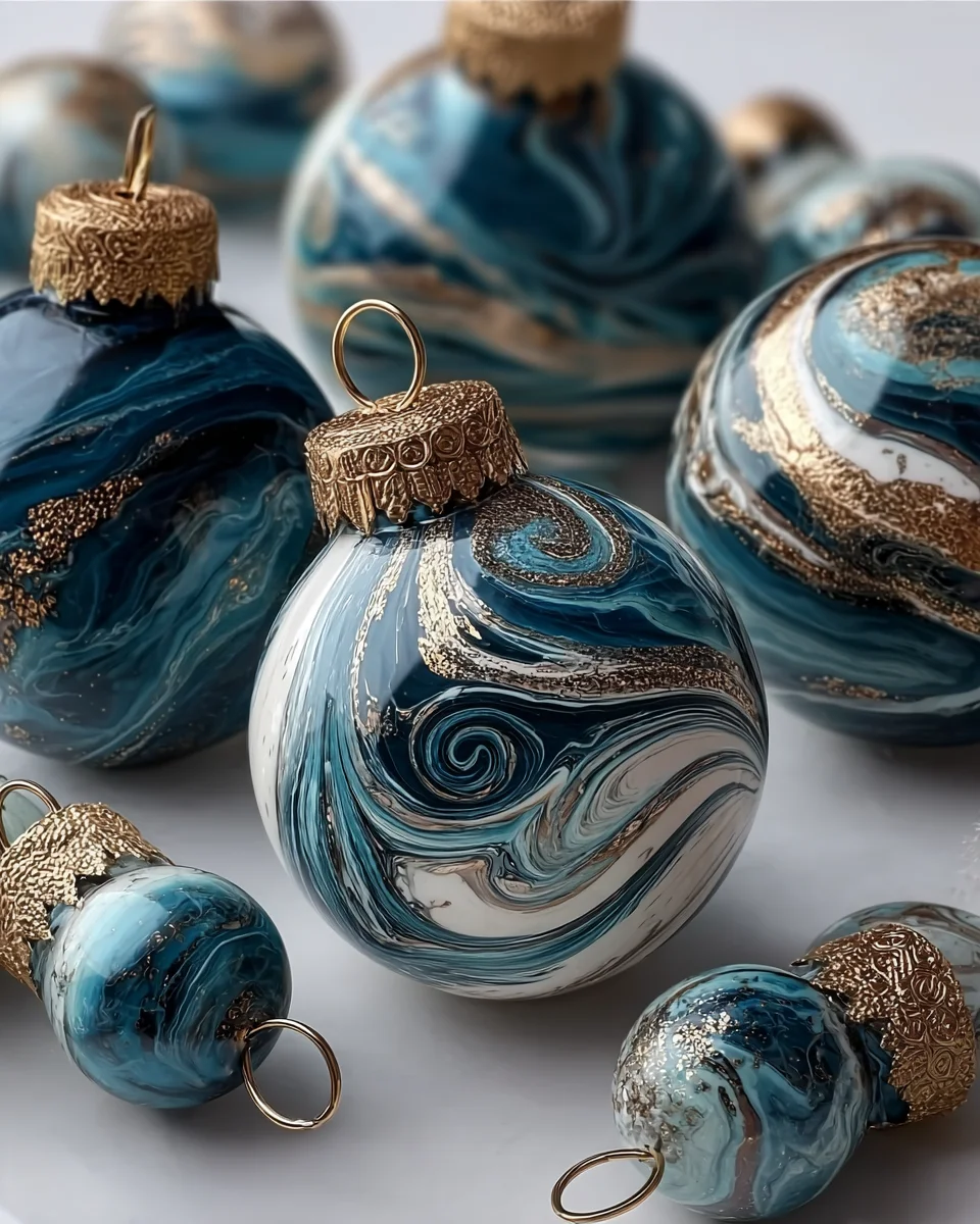 Simple Marbled Christmas Ornaments