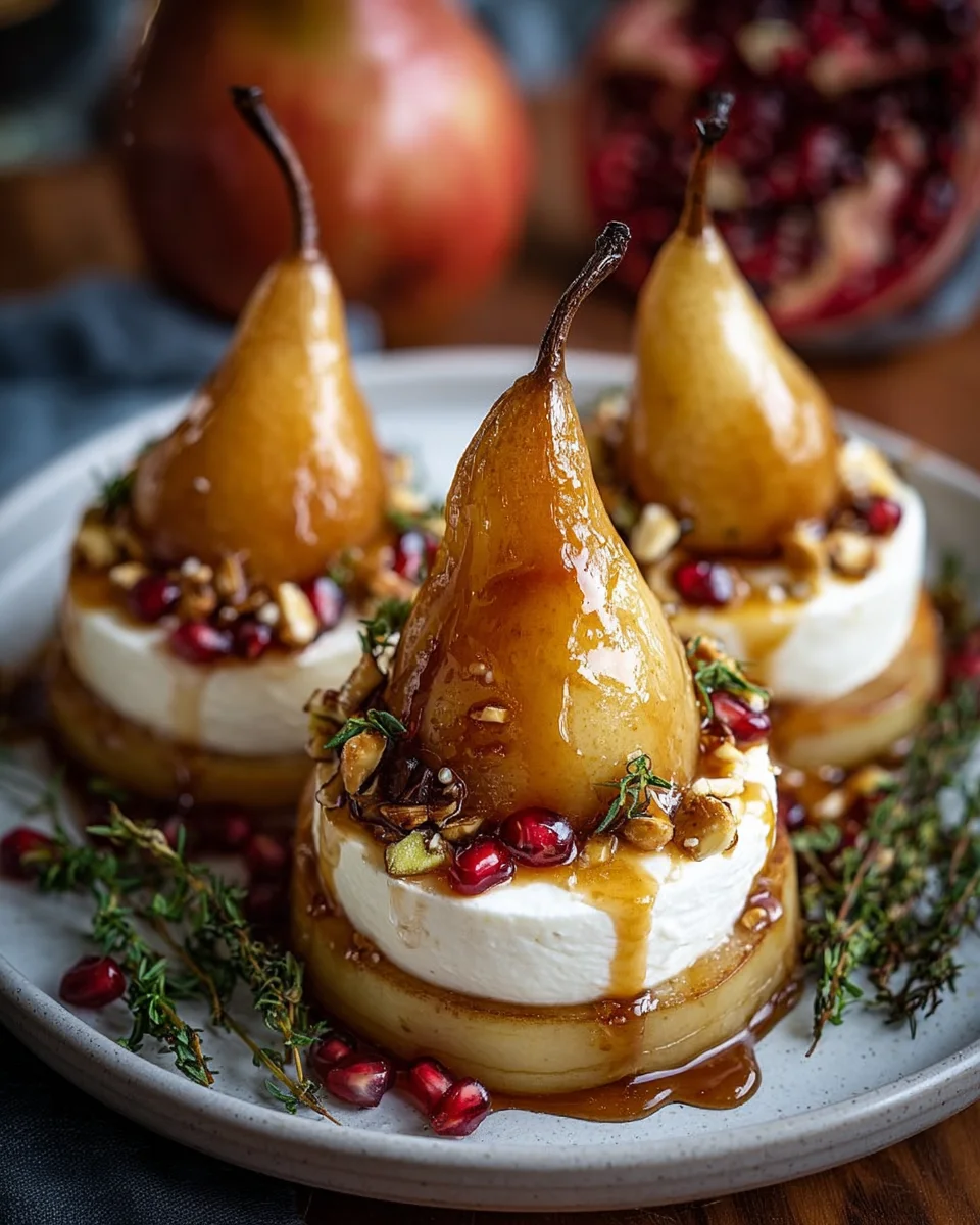 Golden Caramelized Pear & Burrata Towers