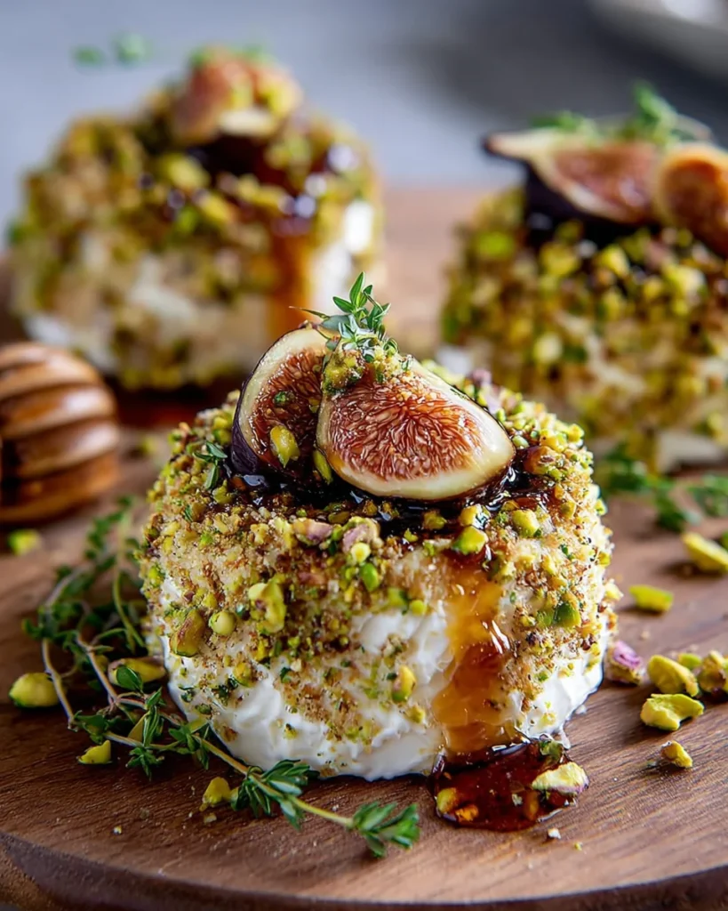 Pistachio-Crusted Brie Rounds with Fig Jam Glaze