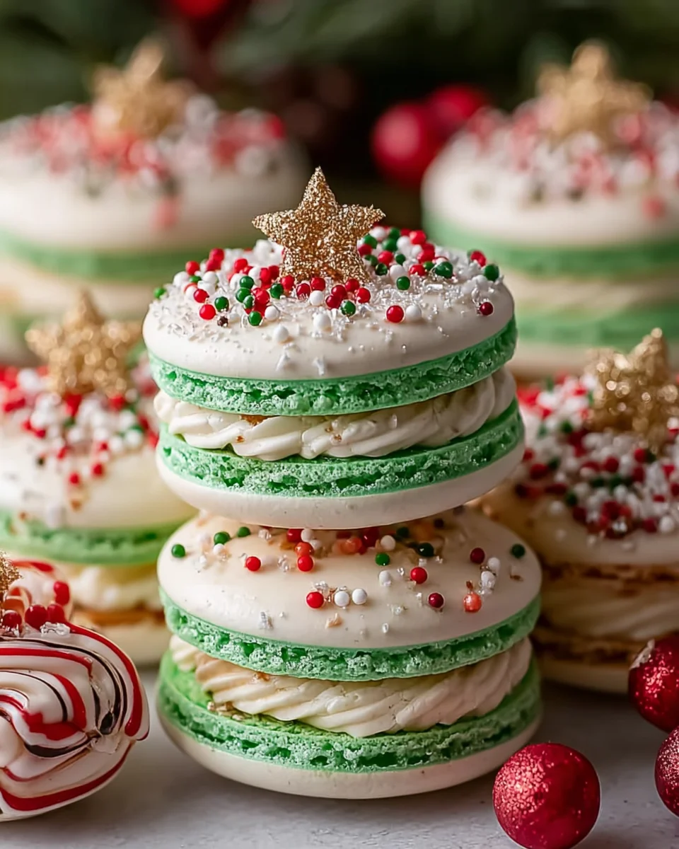 Christmas Tree Cake Macarons