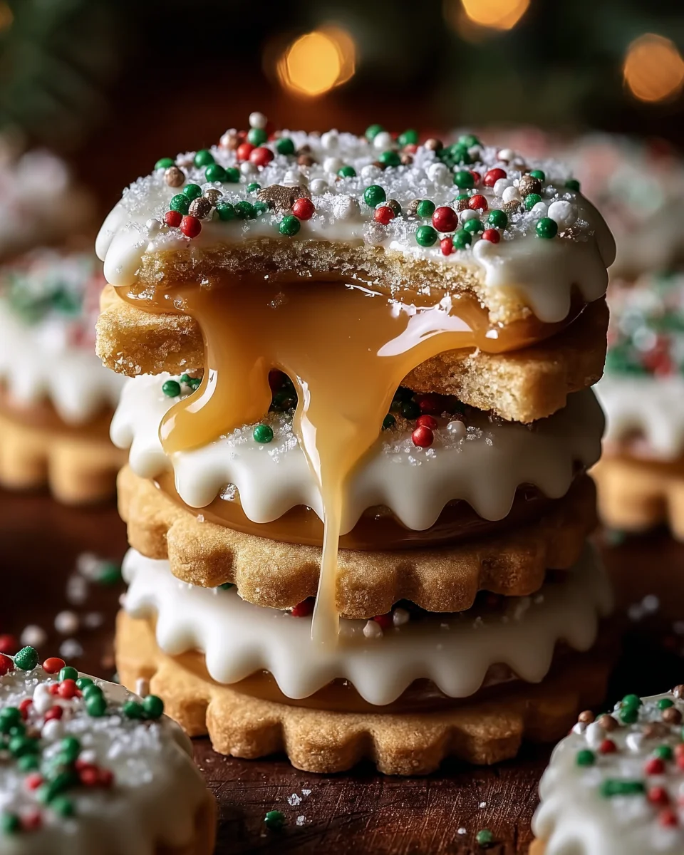 Caramel White-Chocolate Shortbread Christmas Cookies