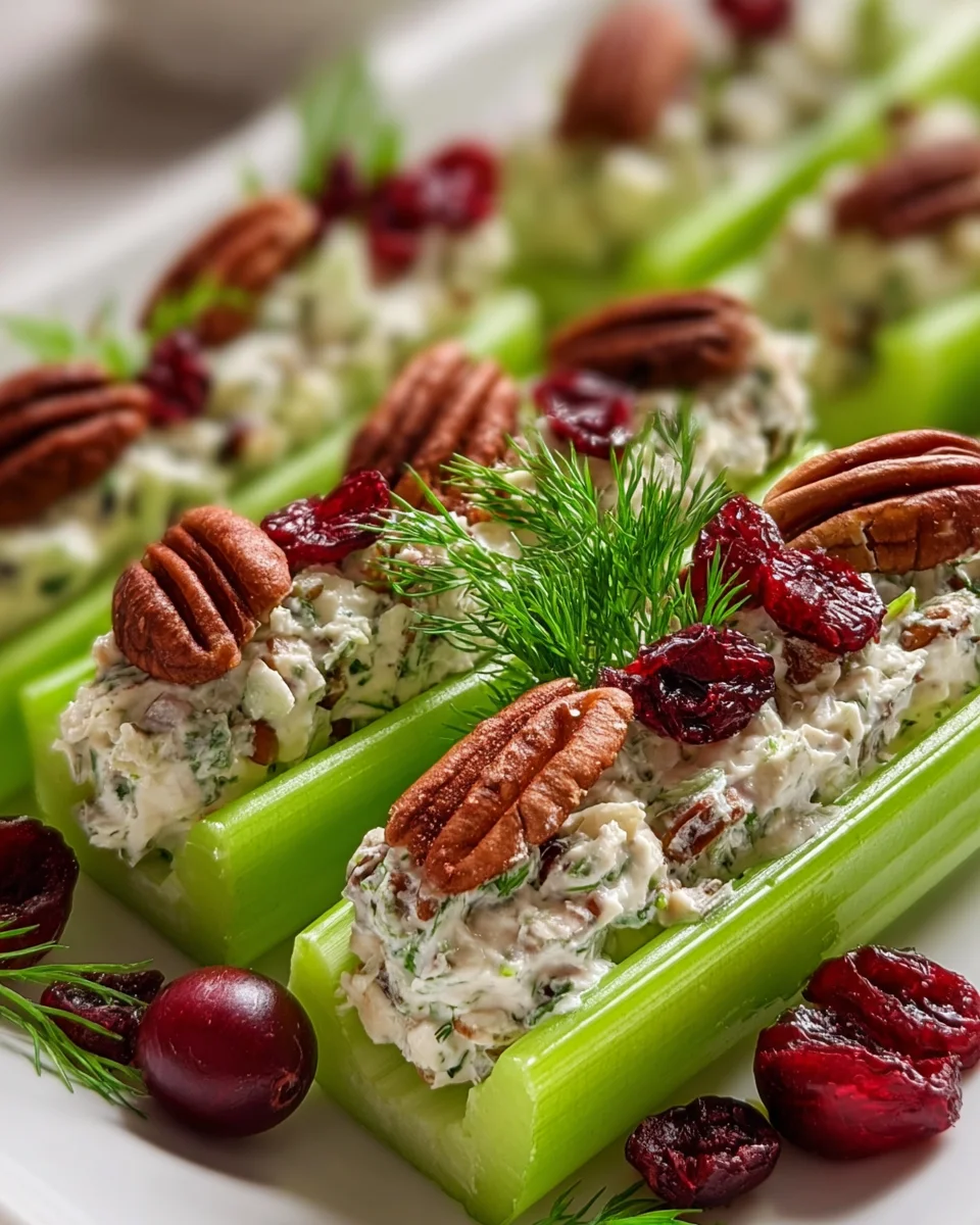 Cranberry Pecan Herb Cream Cheese Stuffed Celery