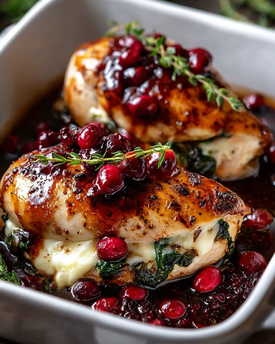 Cranberry & Spinach Stuffed Chicken with Brie