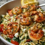 Lemon Feta Orzo Shrimp