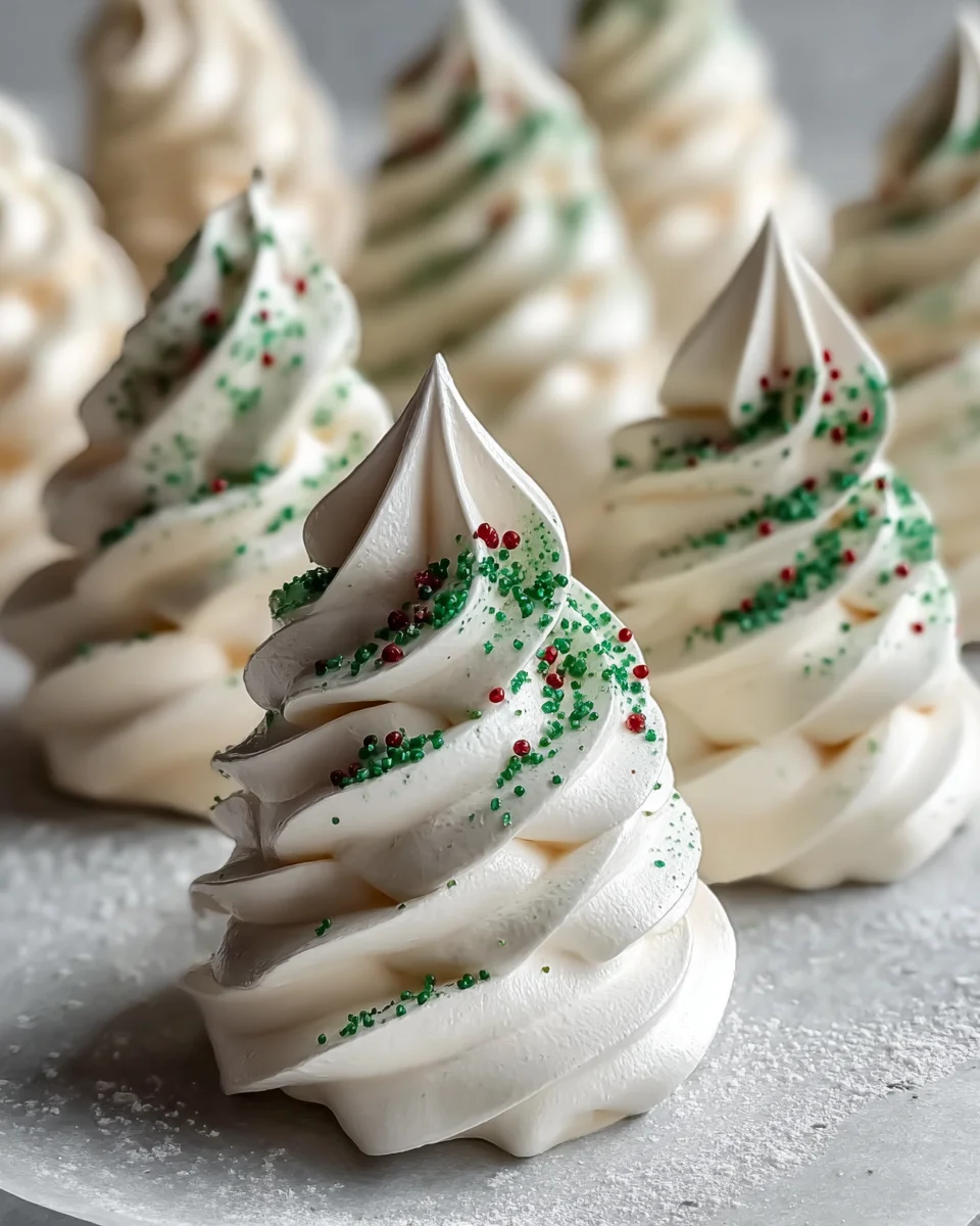 Christmas Tree Meringue Cookies