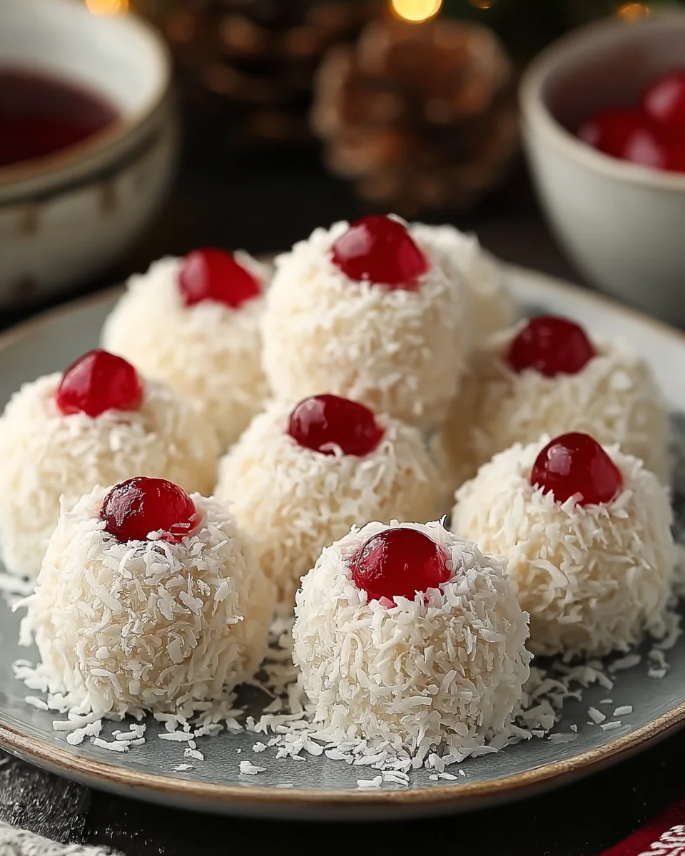 Snowy Coconut Cherry Balls Recipe