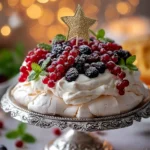 Christmas Pavlova 🎄🍓🍇❄️ – Light, Crisp, and Crowned with Festive Magic