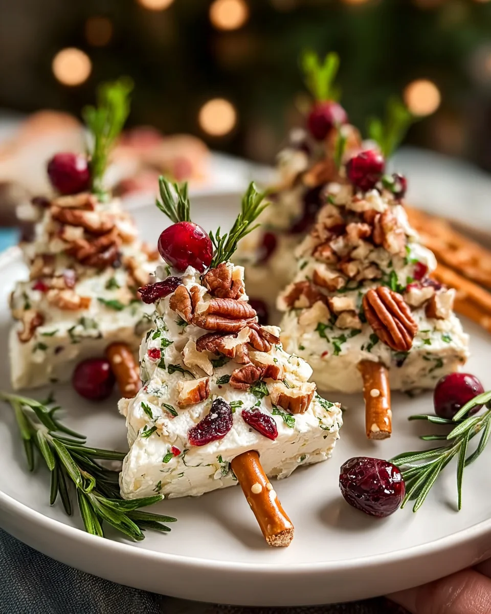 Creamy Cranberry Pecan Christmas Tree Appetizers