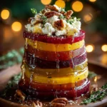 Caramelized Beet & Pear Towers with Feta Snow