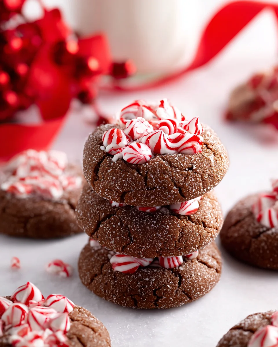 Chocolate Peppermint Thumbprint Cookies