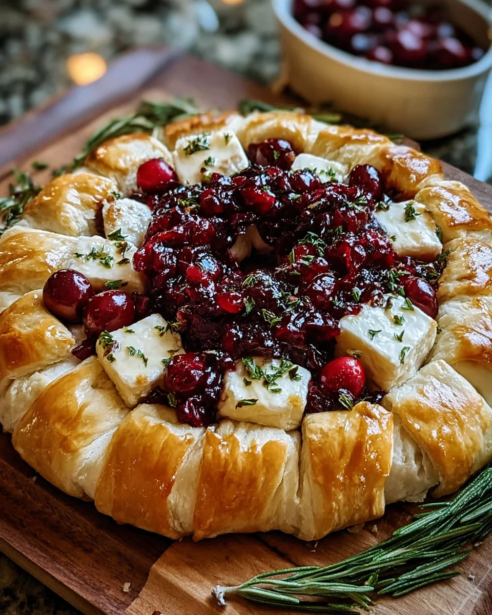 Brie Cheese and Cranberry Christmas Wreath