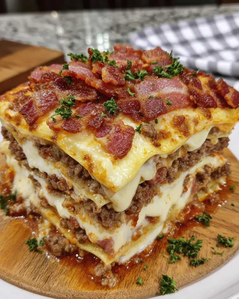 Parmesan Garlic Bacon Cheeseburger Lasagna