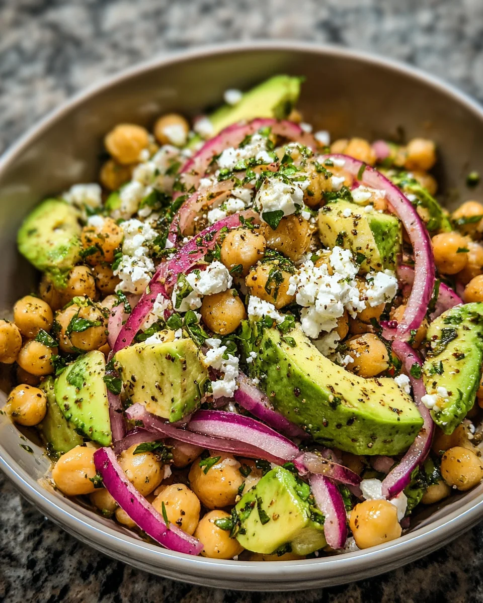 Chickpea Feta Avocado Salad