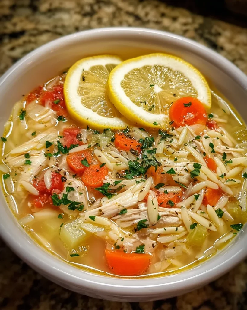 Greek-Inspired Lemon Chicken Orzo Soup