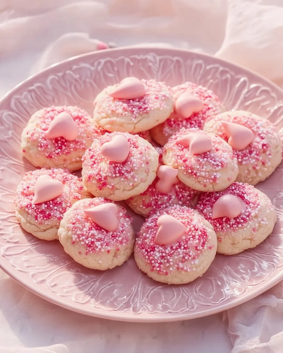 Delicious Strawberry Kiss Cookies, perfect for Valentine's Day celebrations.