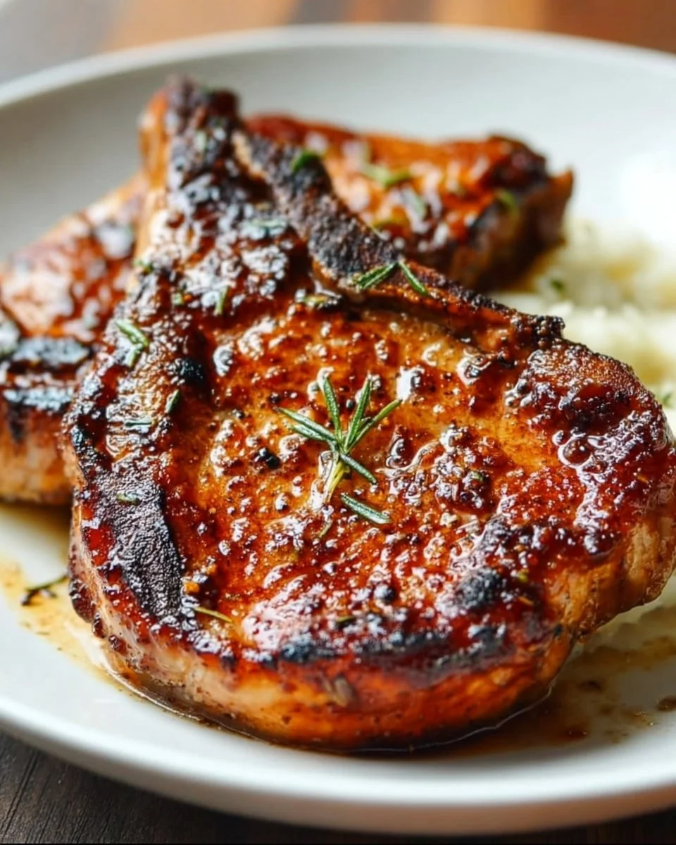 Brown sugar pork chops cooked to perfection with a delicious glaze