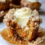 Carrot cake muffins with a delightful cheesecake filling, topped with cream cheese frosting.