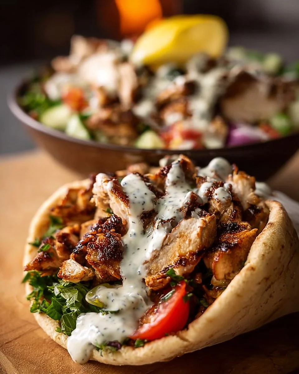Delicious chicken shawarma served with garlic sauce on a plate
