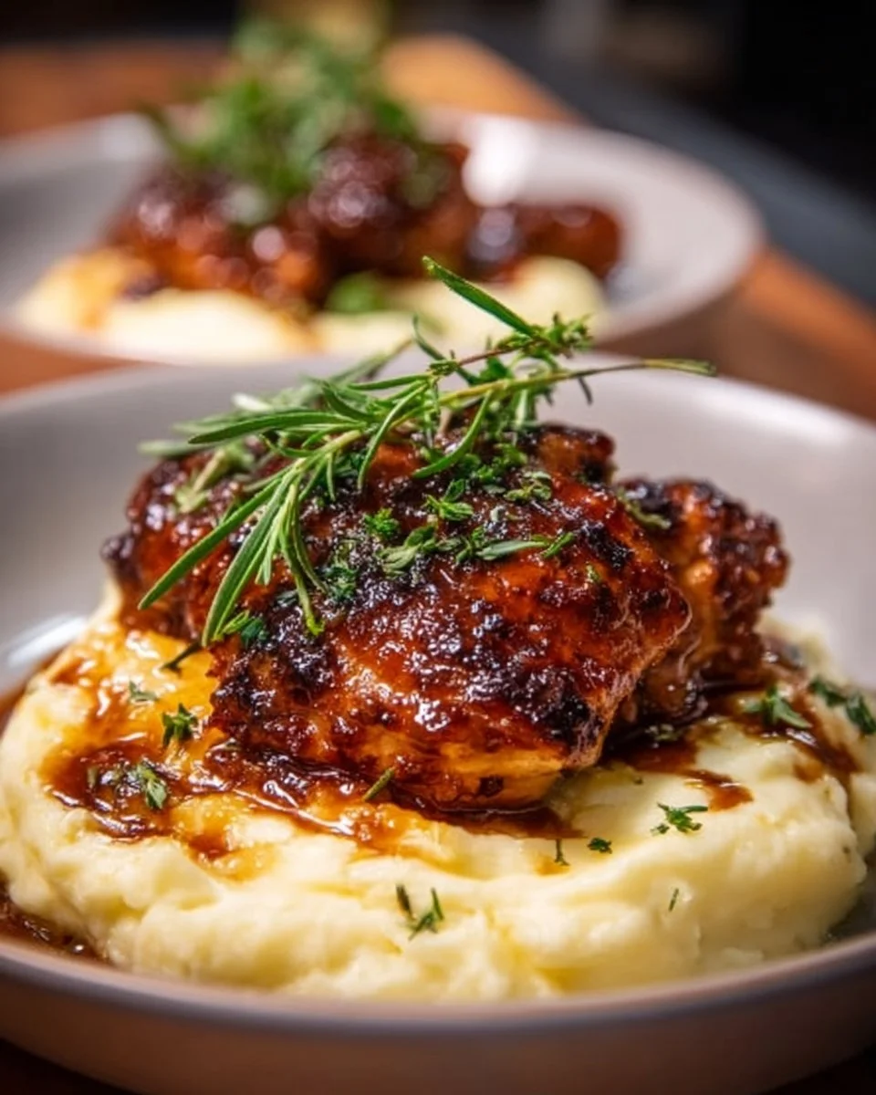 Delicious Chipotle Honey Chicken thighs with smoked Gouda mashed potatoes