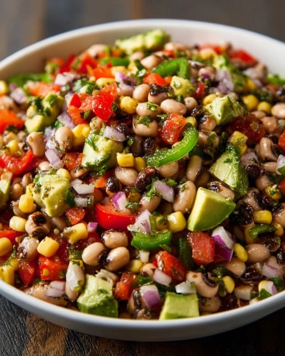 Delicious bowl of Cowboy Caviar, a colorful and easy party dip