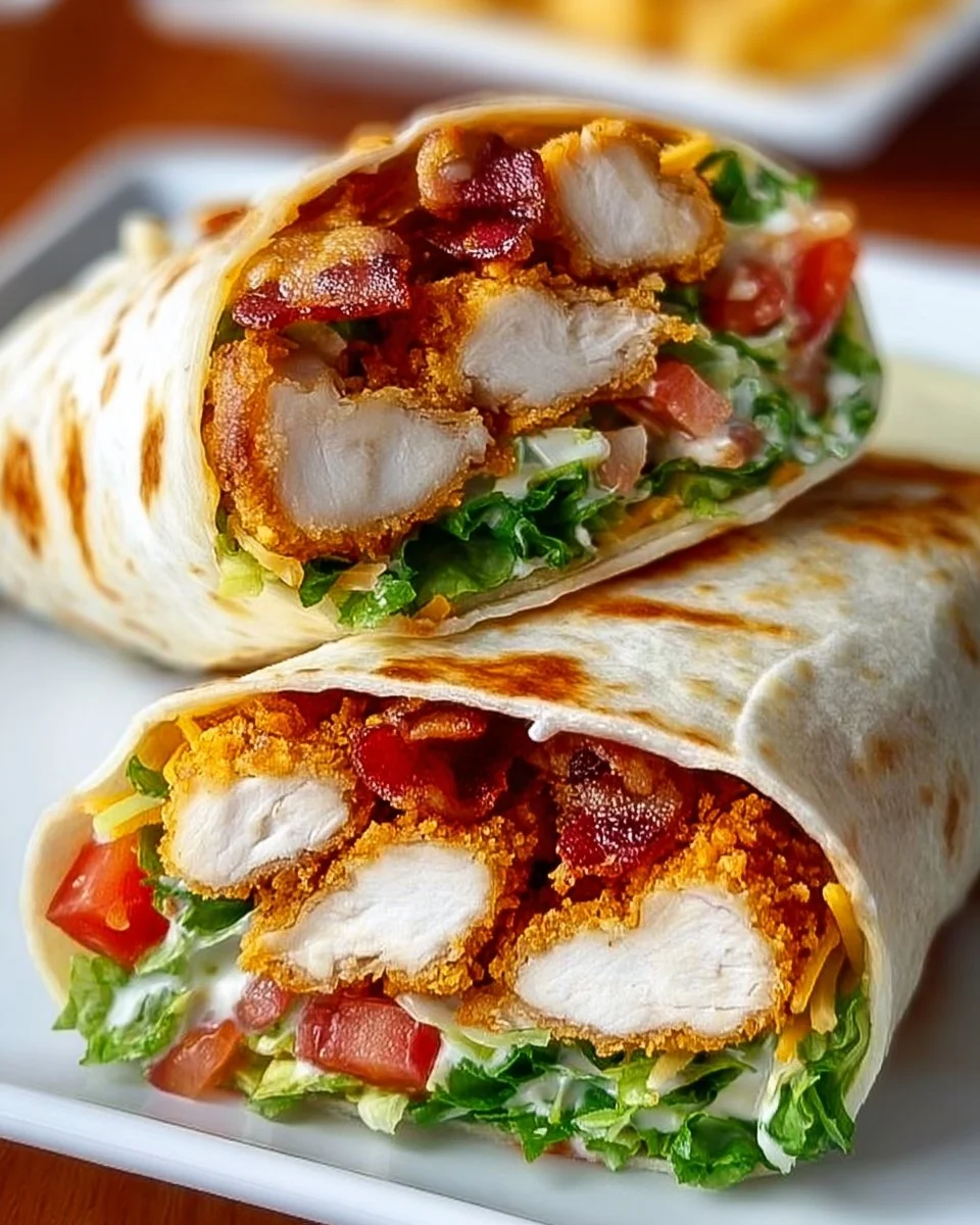 Delicious Crispy Chicken Bacon Ranch Wrap with fresh ingredients and savory flavors