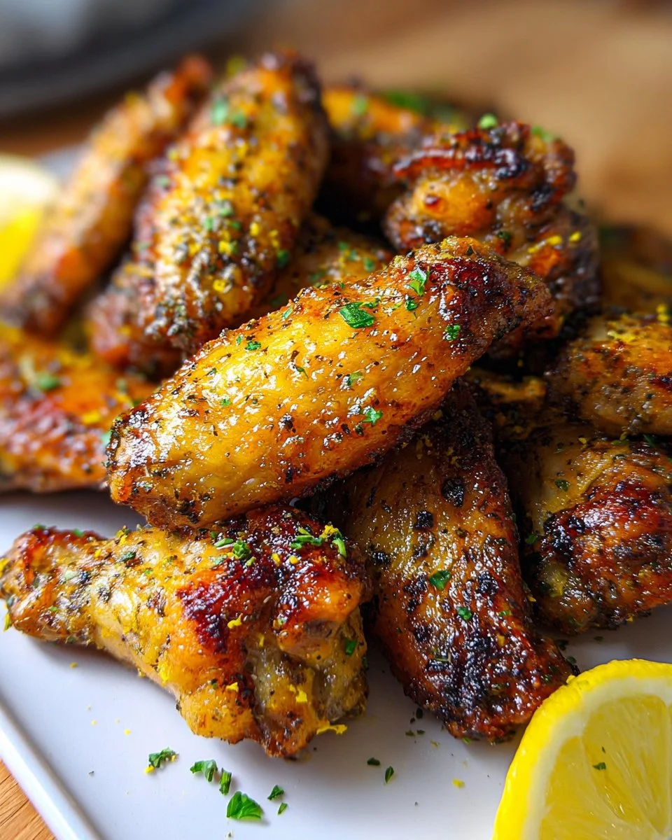 Golden crispy lemon pepper wings seasoned to perfection