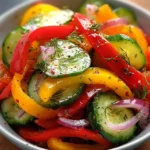 Cucumber Sweet Pepper Salad with fresh vegetables