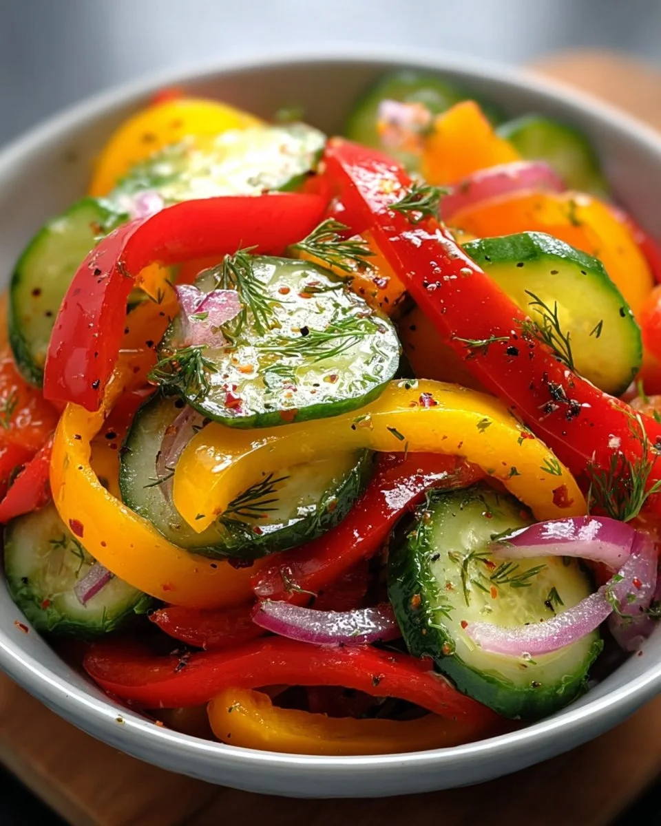 Cucumber Sweet Pepper Salad with fresh vegetables