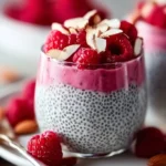 Delicious raspberry chia pudding served in a bowl for a healthy breakfast option.