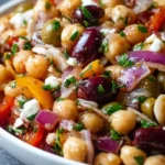 Easy Mediterranean Bean Salad with Olives and Onions for a healthy meal