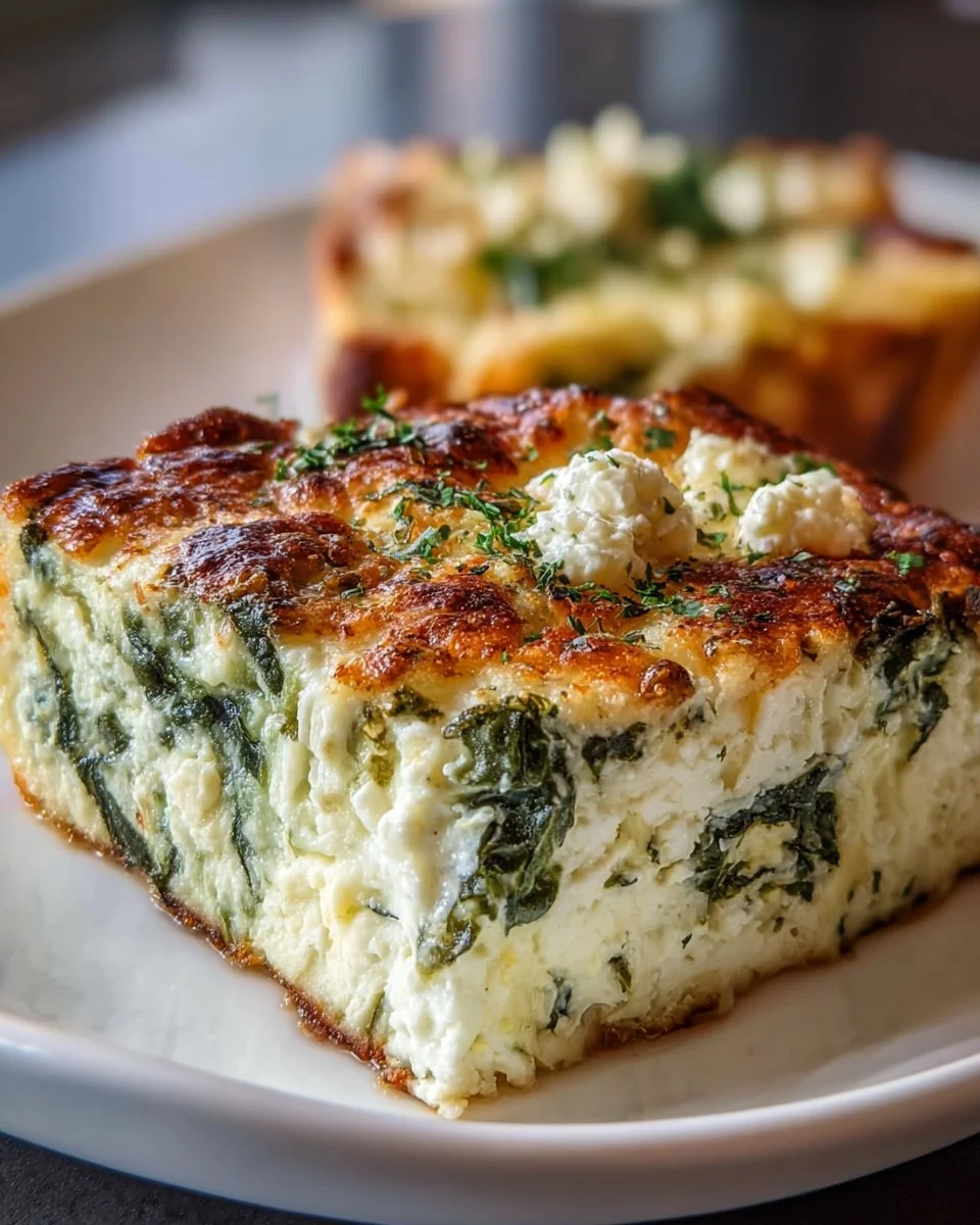 High protein spinach artichoke bake served in a dish
