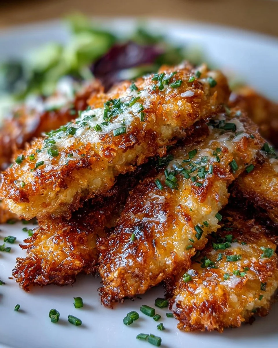 Keto Crispy Parmesan Chicken Tenders served with dipping sauce