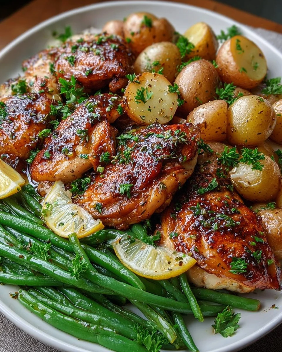Lemon Garlic Chicken with colorful vegetables on a plate
